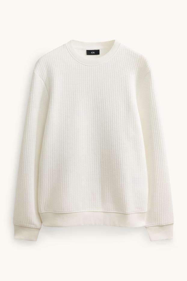 Men - Sweatshirt - textured - cremewhite