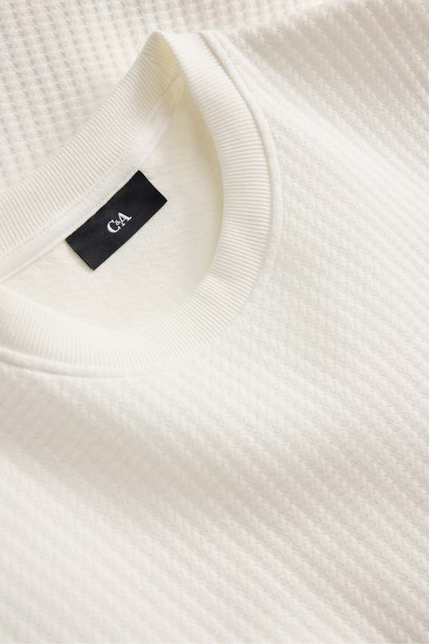 Men - Sweatshirt - textured - cremewhite
