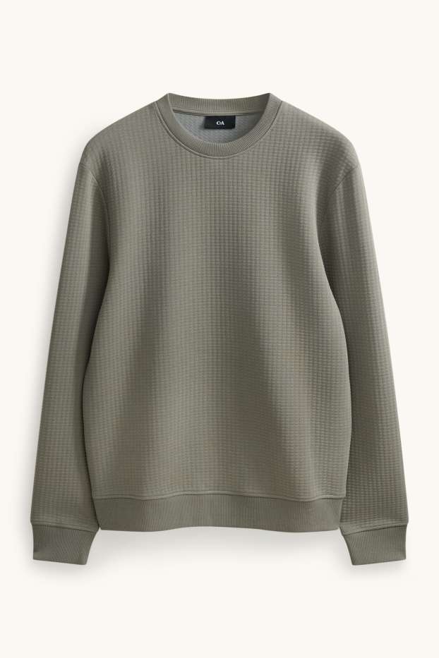 Heren - Sweatshirt - met structuur - kaki
