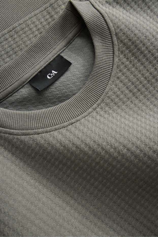 Heren - Sweatshirt - met structuur - kaki