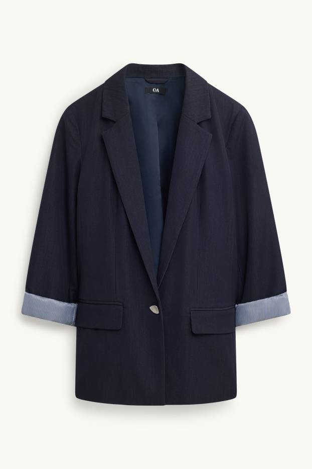 Femmes - Blazer long - relaxed fit - bleu foncé