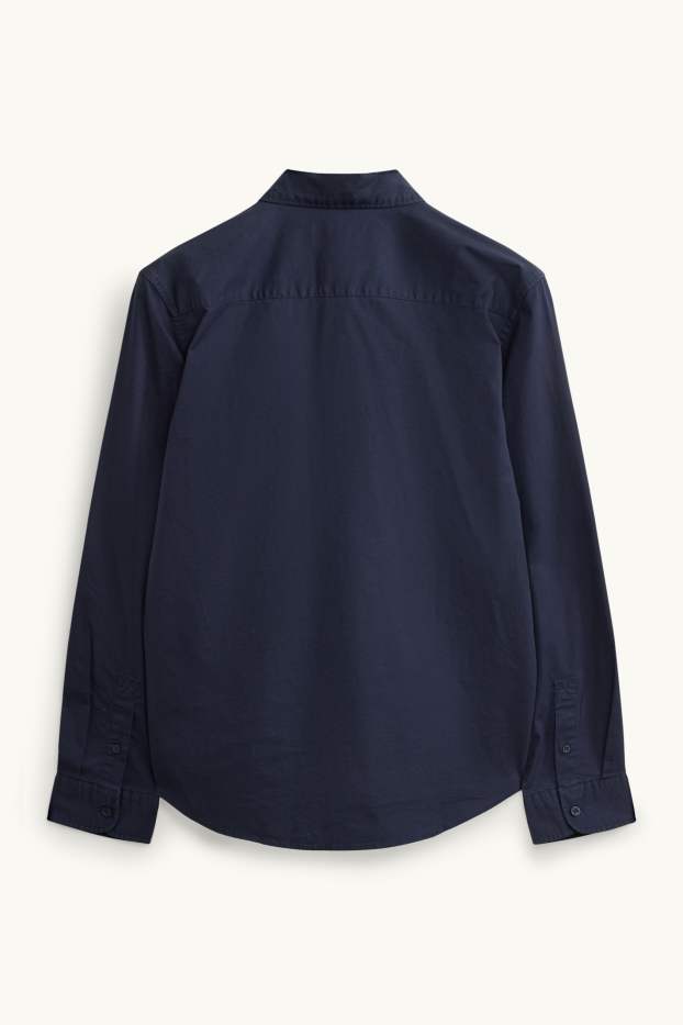 Uomo - Camicia - regular fit - collo all'italiana - blu scuro
