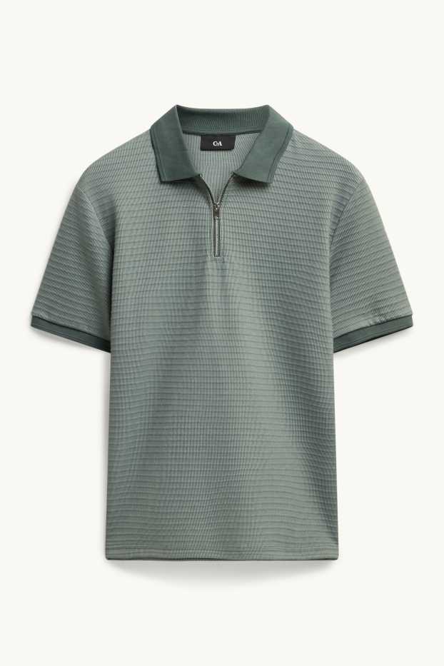Bărbați - Tricou polo - regular fit - structurat - gri / verde