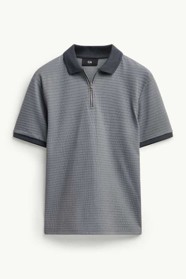 Bărbați - Tricou polo - regular fit - structurat - gri / gri