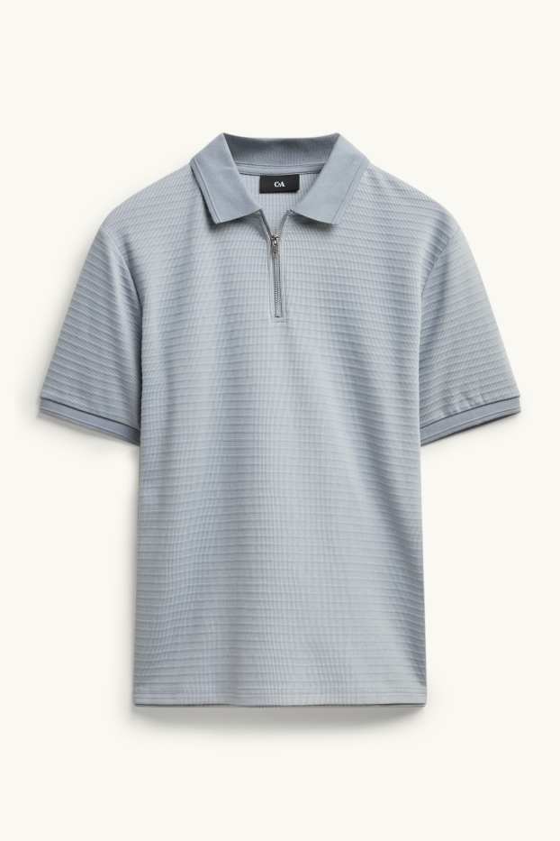 Men - Polo shirt - regular fit - textured - light blue