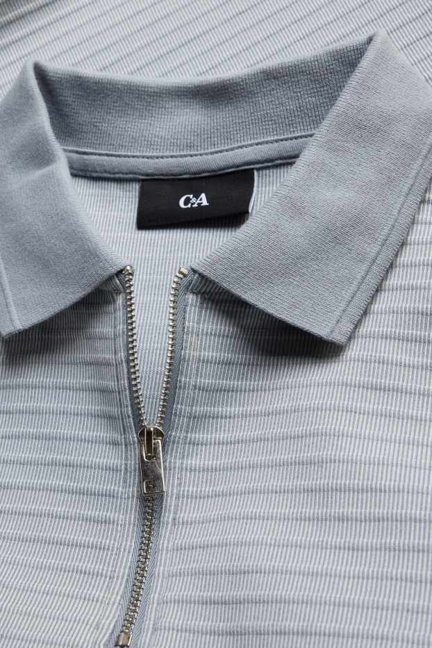 Men - Polo shirt - regular fit - textured - light blue