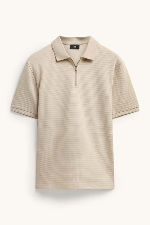 Bărbați - Tricou polo - regular fit - structurat - bej