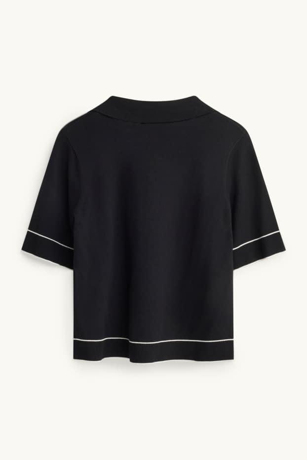 Donna - Maglione - a maniche corte - nero / bianco