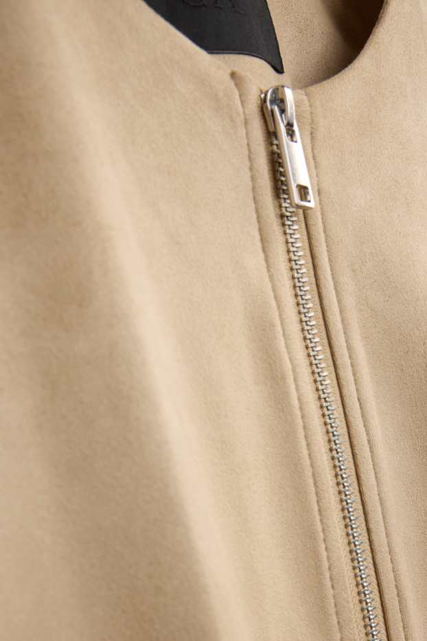 Femmes - Blouson aviateur - faux suède - beige