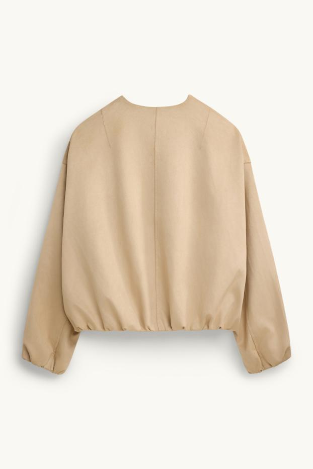 Femmes - Blouson aviateur - faux suède - beige