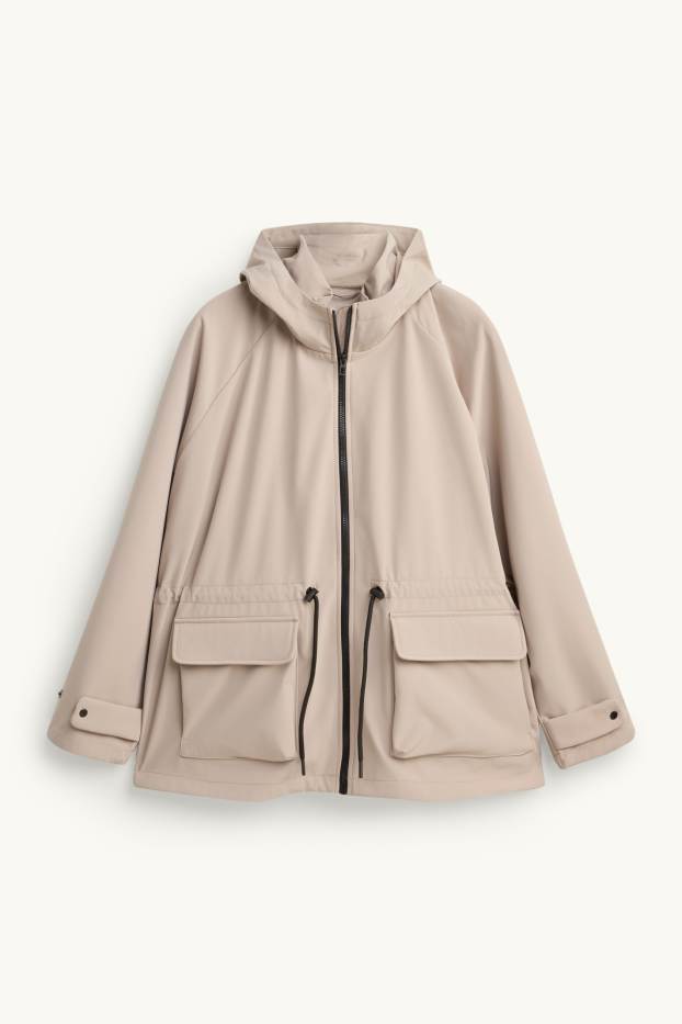 Damen - Softshelljacke mit Kapuze - wasserabweisend - 4-Way-Stretch - beige