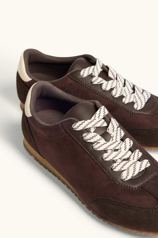 Women - Trainers - faux suede - dark brown