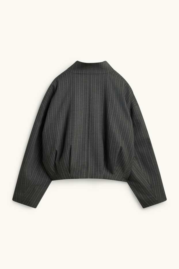 Damen - Oversized-Blazer - Nadelstreifen - dunkelgrau