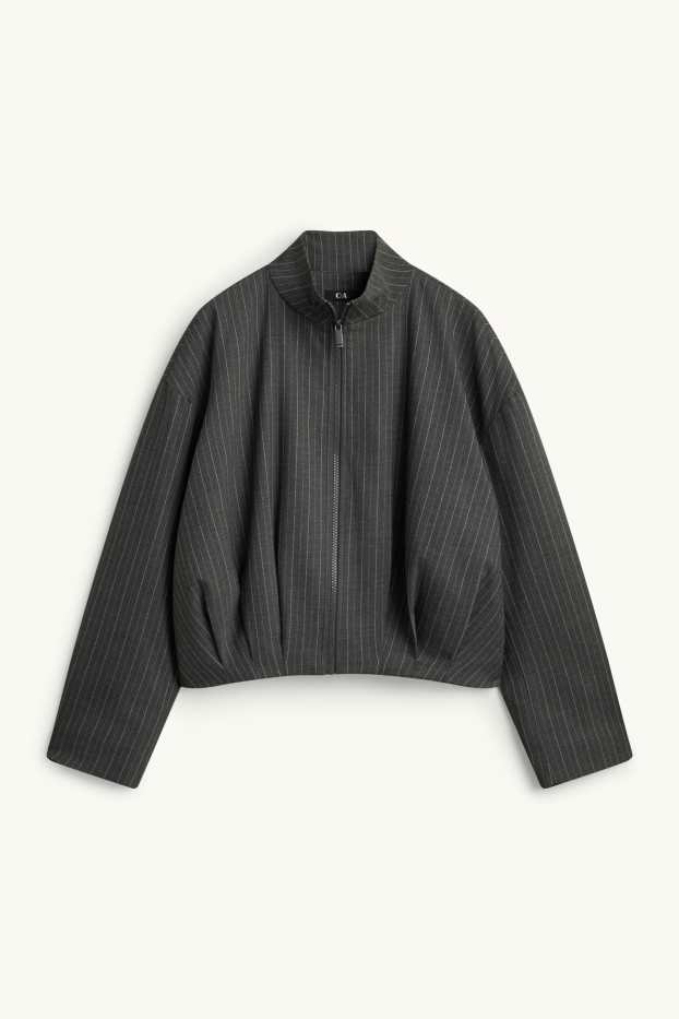 Damen - Oversized-Blazer - Nadelstreifen - dunkelgrau