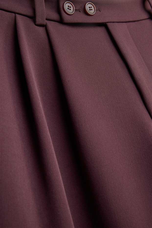 Women - Business trousers - high waist - wide leg - bordeaux