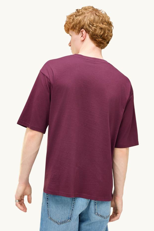 Heren - T-shirt - oversized - paars