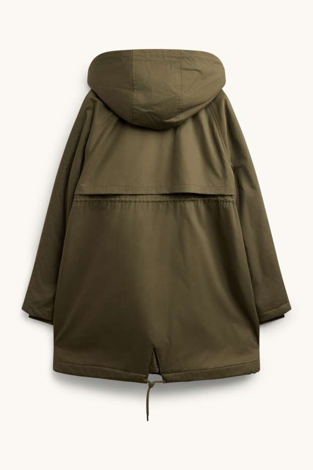Donna - Parka tecnico premaman con cappuccio e inserto porta-bebè - verde scuro