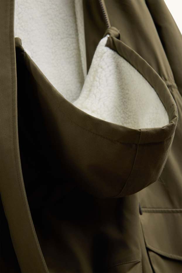 Donna - Parka tecnico premaman con cappuccio e inserto porta-bebè - verde scuro
