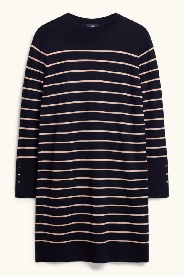 Dona - Vestit de punt - straight fit - de ratlles - blau/beix