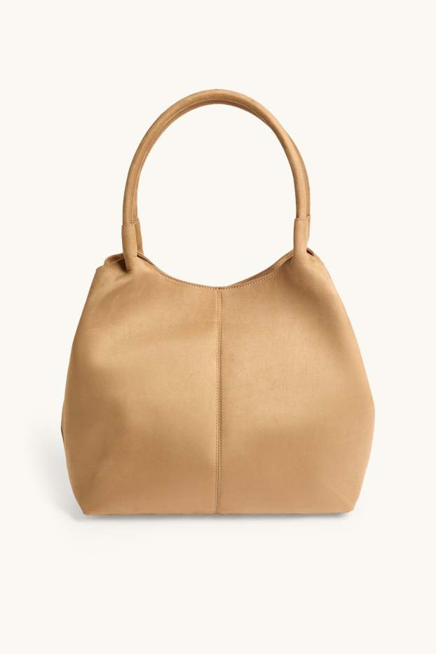 Dames - Grote shopper - imitatiesuède - beige