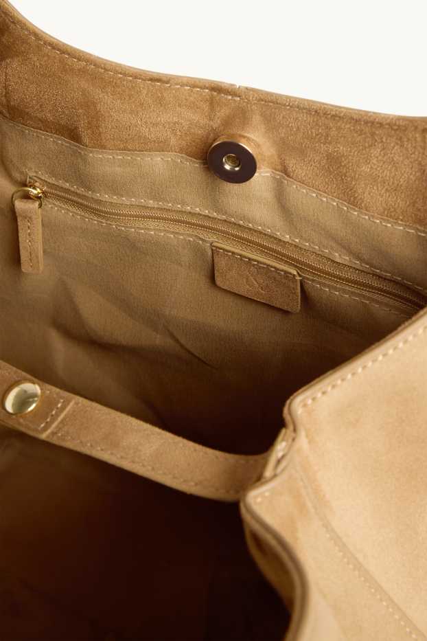 Dames - Grote shopper - imitatiesuède - beige