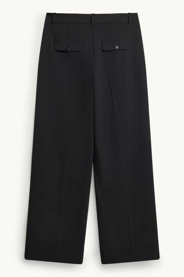 Femmes - Pantalon de bureau - high waist - wide leg - noir