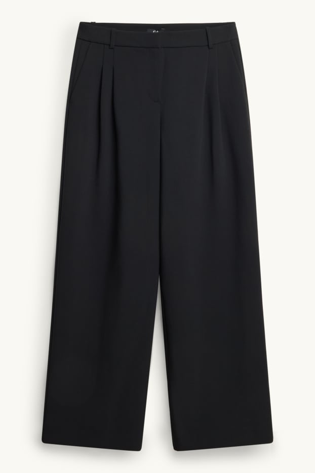 Femmes - Pantalon de bureau - high waist - wide leg - noir