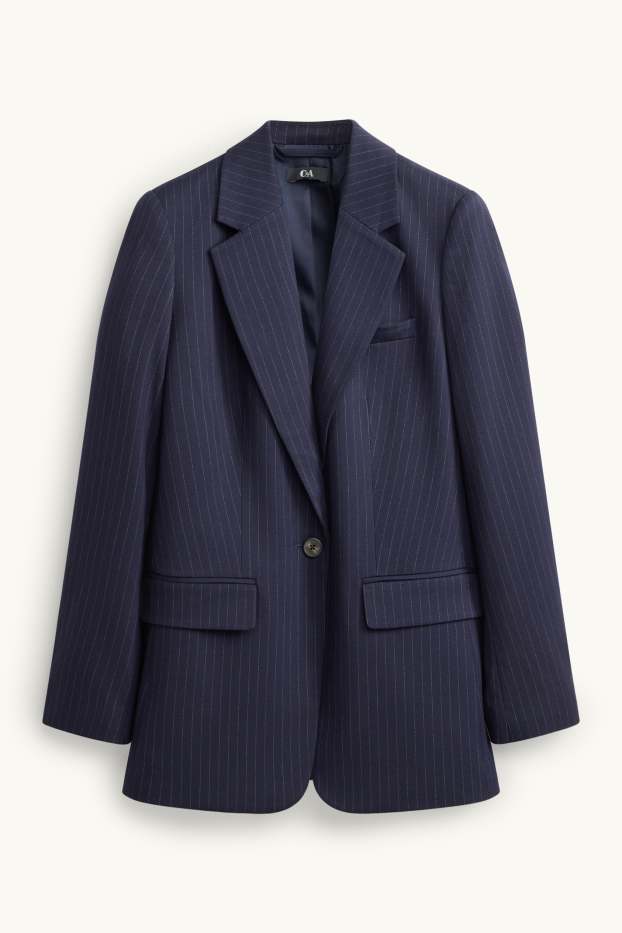 Damen - Longblazer - Regular Fit - Nadelstreifen - dunkelblau