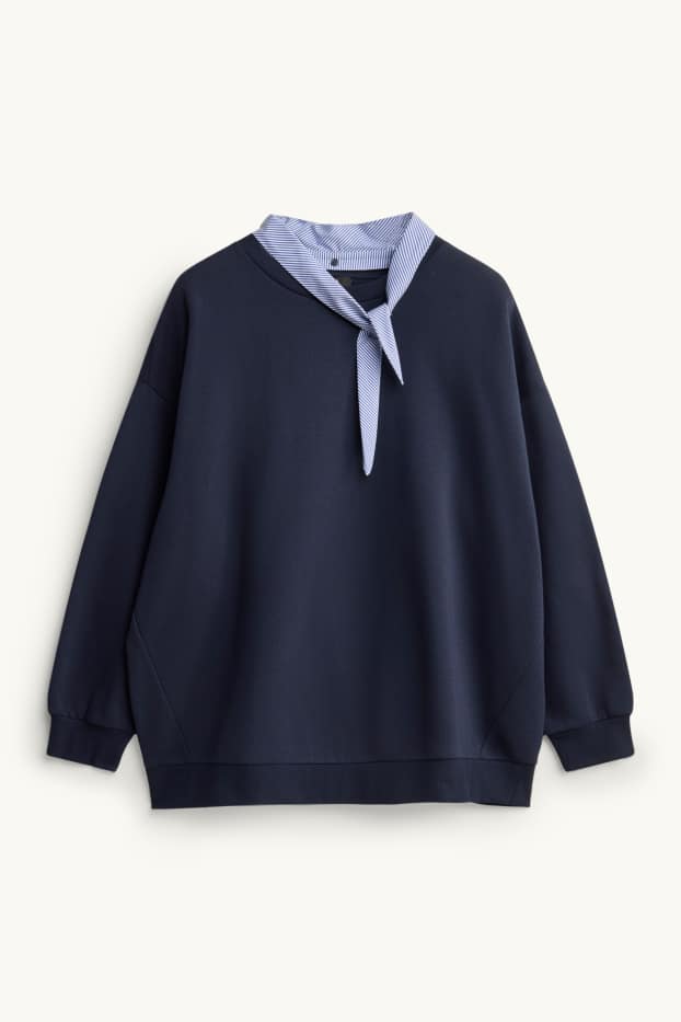 Femmes - Sweat Oversize avec nœud - bleu foncé