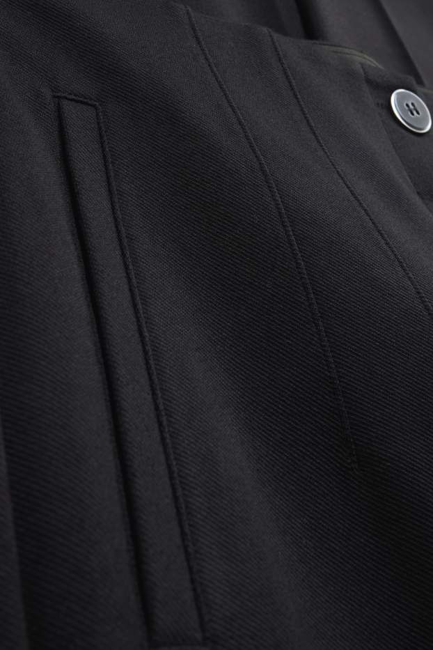 Dámské - Crop plátěné kalhoty - high waist - tapered fit - černá
