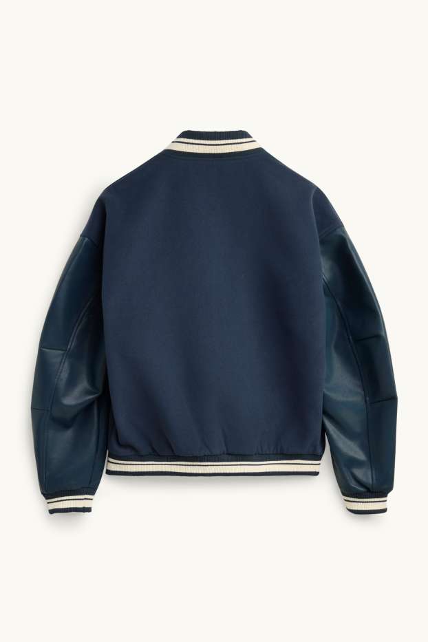 Men - Varsity jacket - dark blue / creme white