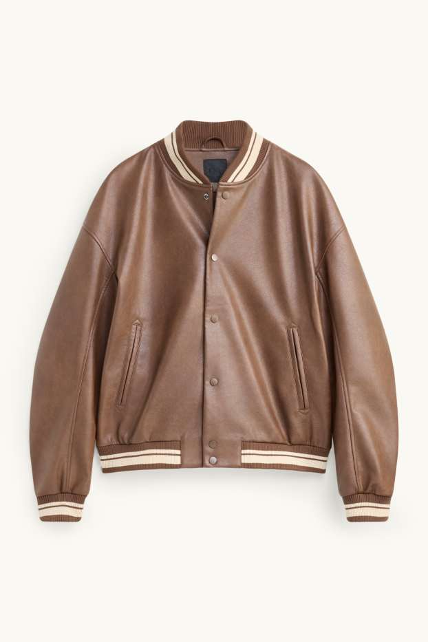 Hommes - Blouson aviateur - matière synthétique - marron / beige
