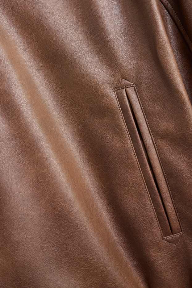 Hommes - Blouson aviateur - matière synthétique - marron / beige