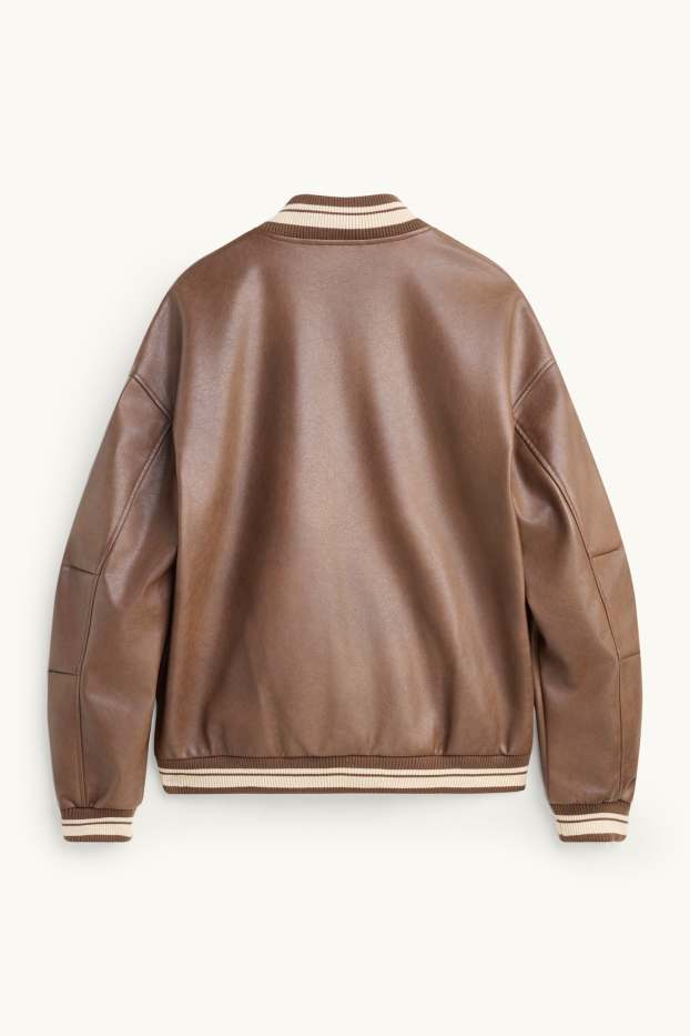 Hommes - Blouson aviateur - matière synthétique - marron / beige