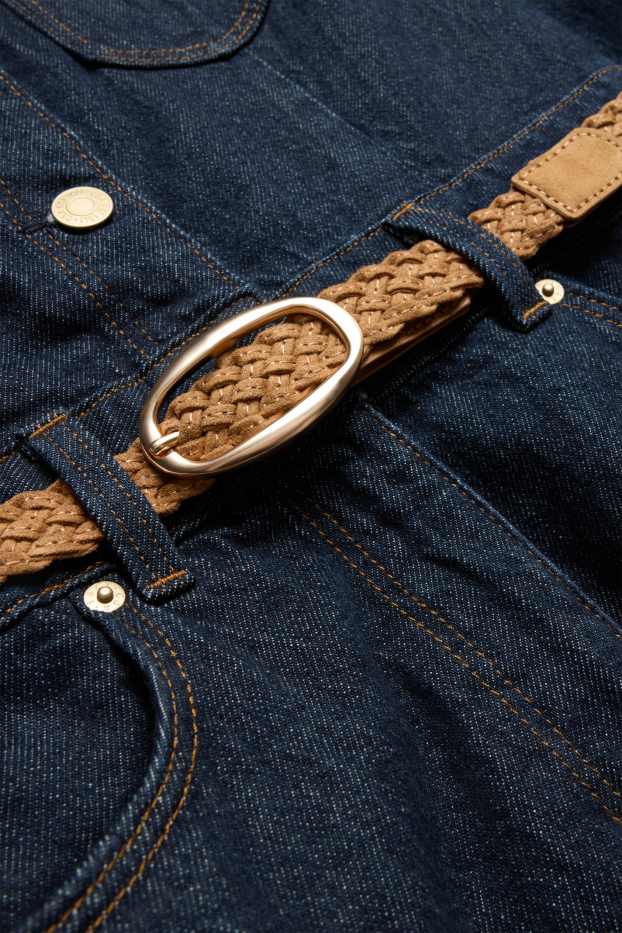 Donna - Vestito a blusa di jeans con cintura - jeans blu scuro