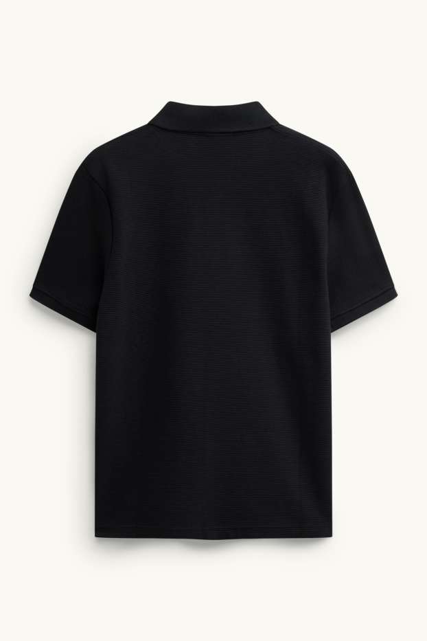 Herren - Poloshirt - Regular Fit - gerippt - schwarz