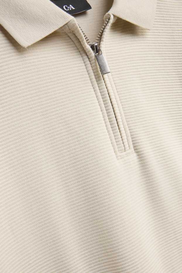 Men - Polo shirt - regular fit - ribbed - creme