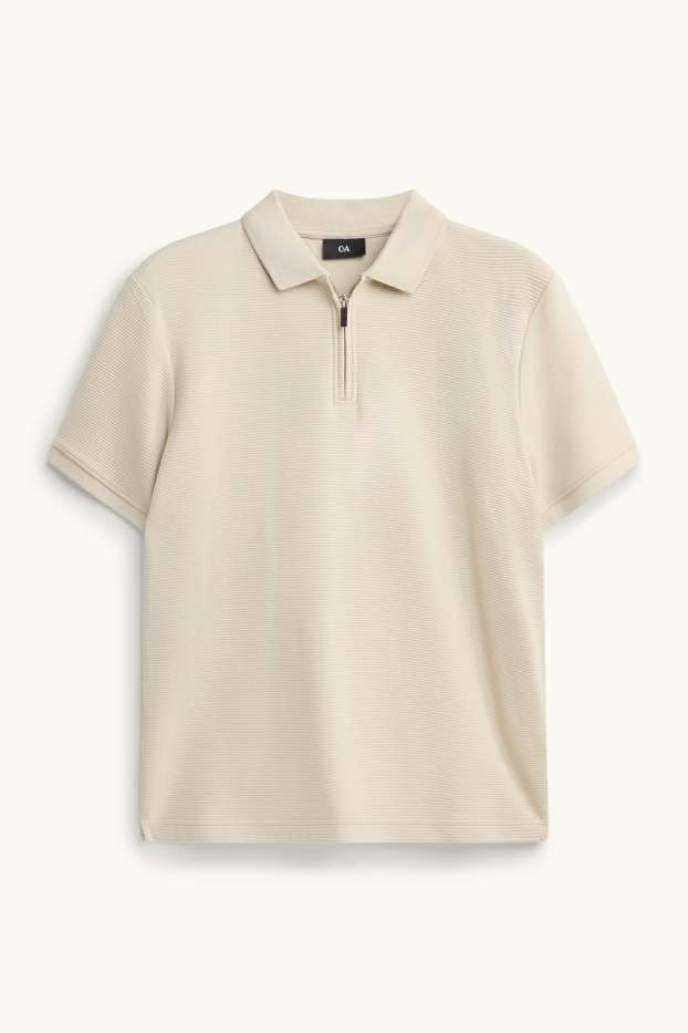 Men - Polo shirt - regular fit - ribbed - creme