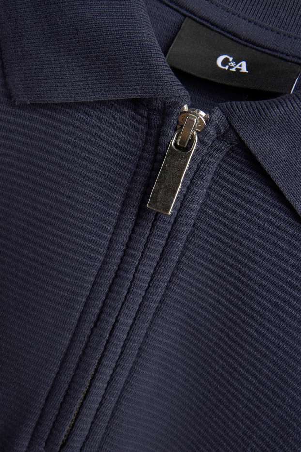Herren - Poloshirt - Regular Fit - gerippt - dunkelblau