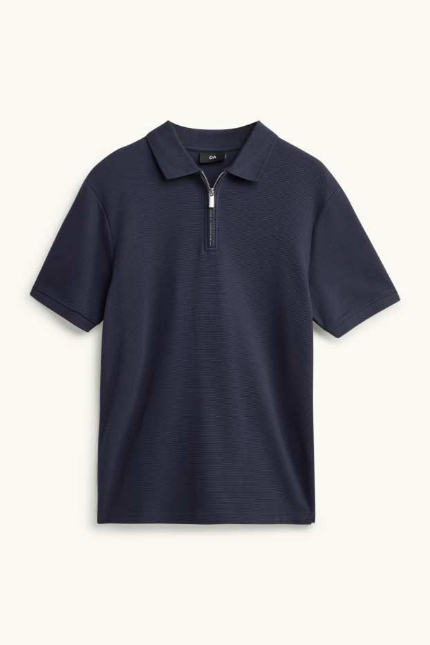Herren - Poloshirt - Regular Fit - gerippt - dunkelblau