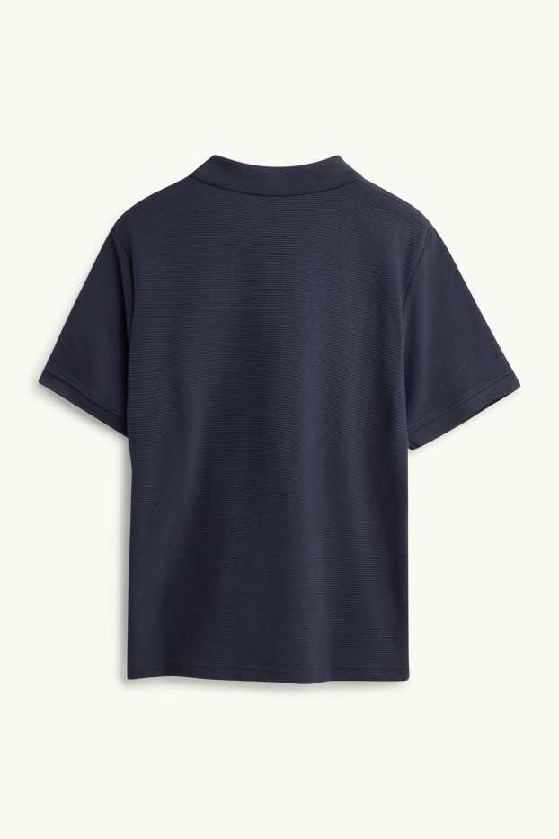 Herren - Poloshirt - Regular Fit - gerippt - dunkelblau