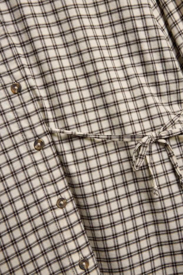 Dona - Brusa - oversized - de quadres - marró/beix