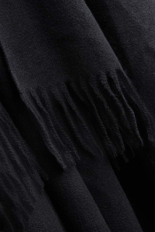 Women - Fringed poncho - black