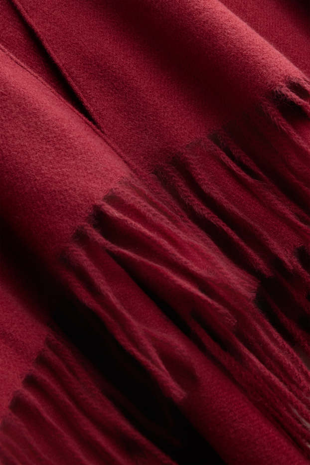 Femei - Poncho cu franjuri - bordo