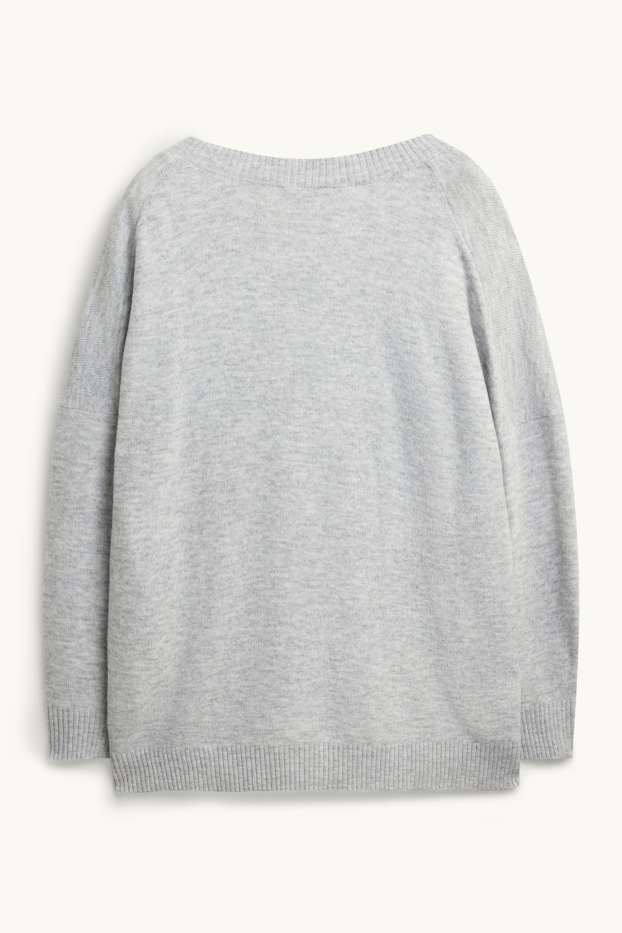 Women - V-neck jumper - gray