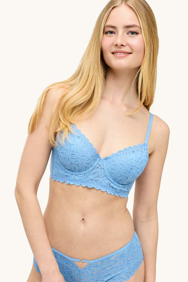 Donna - Reggiseno con ferretti - DEMI - imbottito - blu