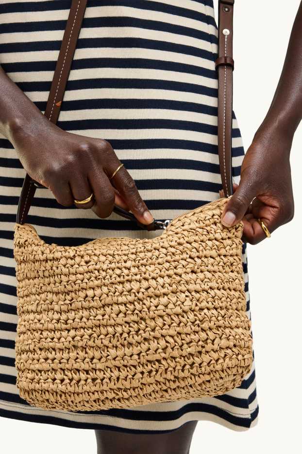 Femmes - Sac à bandoulière en paille - beige