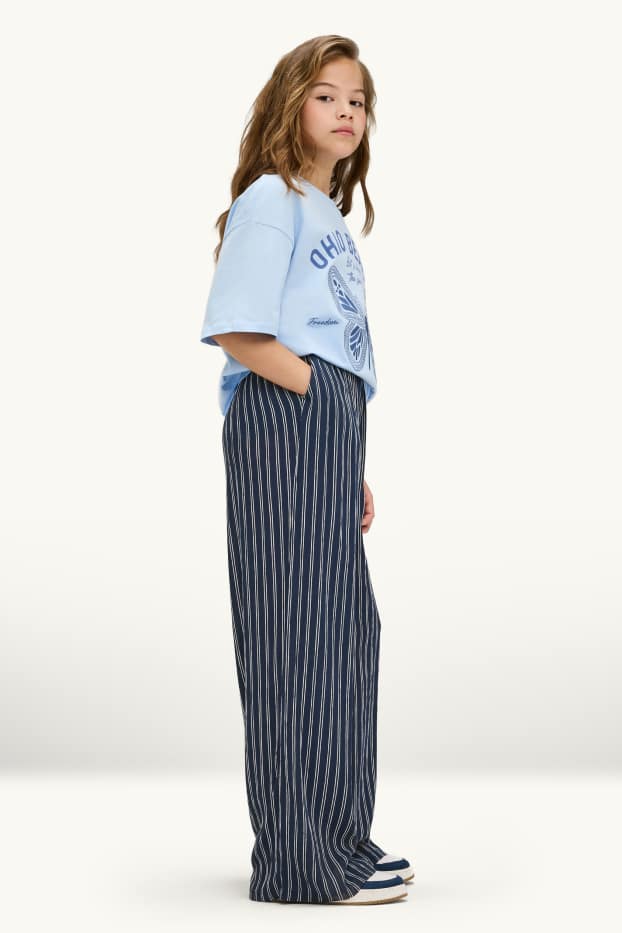 Bambine - Pantaloni - a righe - blu scuro
