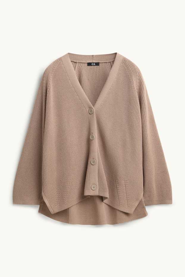 Femmes - Gilet en maille - finition côtelée - couleur nougat