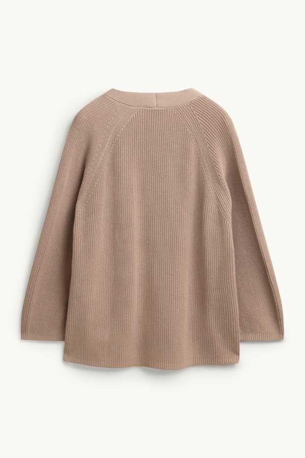 Femmes - Gilet en maille - finition côtelée - couleur nougat